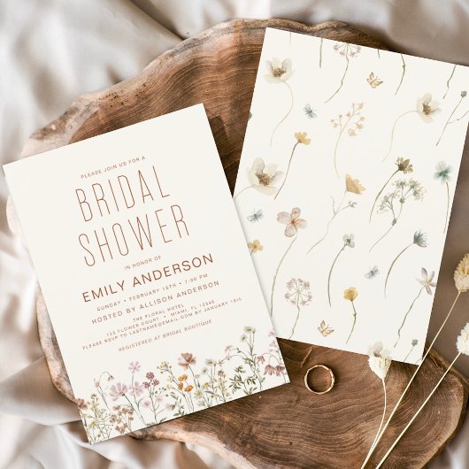 Terracotta Boho Wildflower Vrijgezellenfeest Elega Kaart