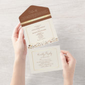 Terracotta Boho Wildflower Wedding All In One Uitnodiging (Afscheurbaar)