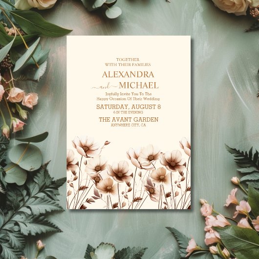 Terracotta Boho Wildflower Wedding Kaart