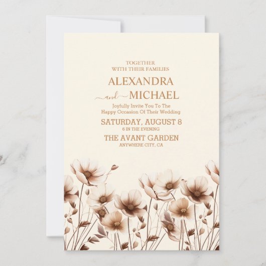 Terracotta Boho Wildflower Wedding Kaart (Voorkant)