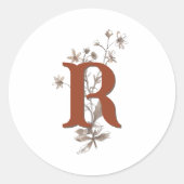 Terracotta Boho Wildflowers bruiloft envelop Ronde Sticker (Voorkant)