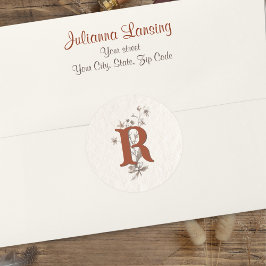 Terracotta Boho Wildflowers bruiloft envelop Ronde Sticker