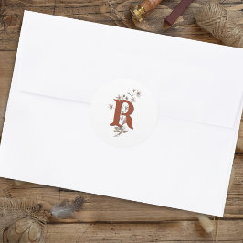 Terracotta Boho Wildflowers bruiloft envelop Ronde Sticker