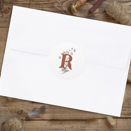 Terracotta Boho Wildflowers bruiloft envelop Ronde Sticker