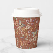 Terracotta Boho Wildflowers Papieren Bekers (Achterkant)