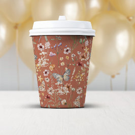 Terracotta Boho Wildflowers Papieren Bekers