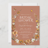 Terracotta Boho Wildflowers Vrijgezellenfeest Kaart (Voorkant)