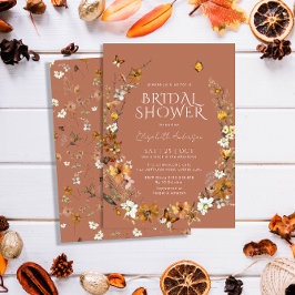 Terracotta Boho Wildflowers Vrijgezellenfeest Kaart