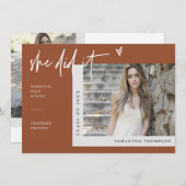 Terracotta Boho Ze deed het Afstudeerder Party Fot Kaart (Voorkant / Achterkant)