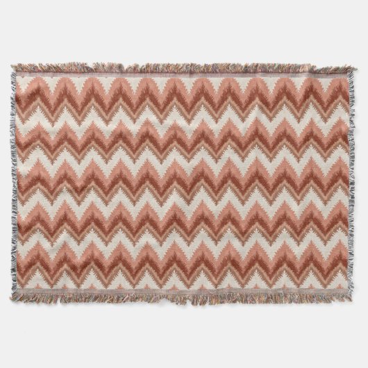 Terracotta Boho Zigzag – Rustieke Chevron Deken (Voorkant)