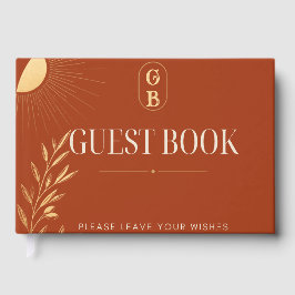 Terracotta Boho Zon Huwelijk Gastenboek