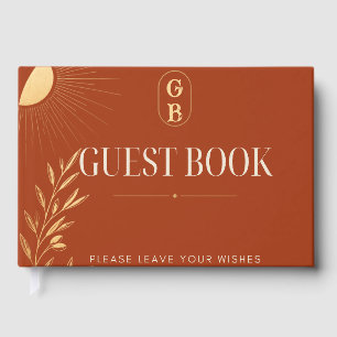 Terracotta Boho Zon Huwelijk Gastenboek