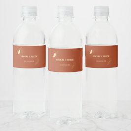 Terracotta Boho Zon Huwelijk Waterfles Etiket