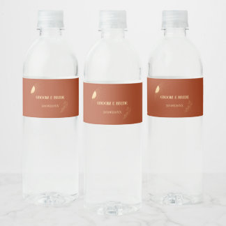 Terracotta Boho Zon Huwelijk Waterfles Etiket