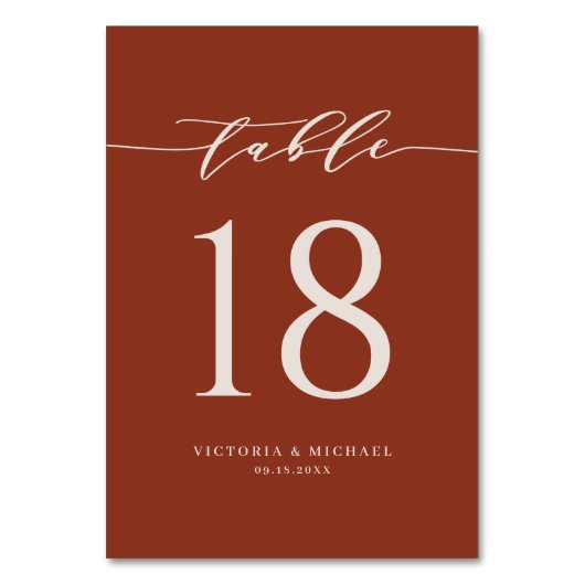 Terracotta Bold Minimalist Script Weddenschap Kaart (Achterkant)