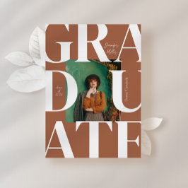 Terracotta Bold Modern Classic Photo Afstuderen Kaart