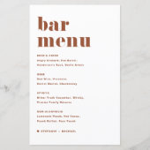 Terracotta Bold Retro Typografie Bruiloft Bar Menu (Voorkant)