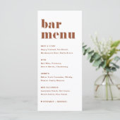 Terracotta Bold Retro Typografie Bruiloft Bar Menu (Staand voorkant)