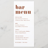 Terracotta Bold Retro Typografie Bruiloft Bar Menu (Voorkant)