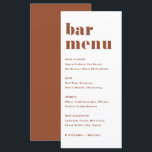 Terracotta Bold Retro Typografie Bruiloft Bar Menu<br><div class="desc">Voeg deze aanpasbare bar menukaart briefpapier toe aan uw evenement tabeldecor. Ze hebben een gedurfde retro-typografie en een eenvoudige terracotta-typografie. Deze boho bar menukaart is perfect voor bruiloften,  vrijgezellenfeesten,  baby showers en nog veel meer.</div>