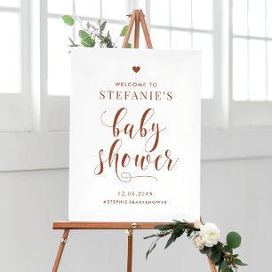 Terracotta Bold Script Baby shower Welkom Poster