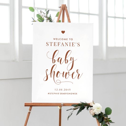 Terracotta Bold Script Baby shower Welkom Poster