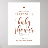Terracotta Bold Script Baby shower Welkom Poster (Voorkant)