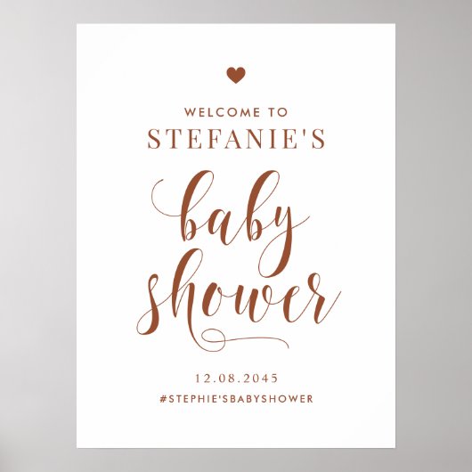 Terracotta Bold Script Baby shower Welkom Poster (Voorkant)