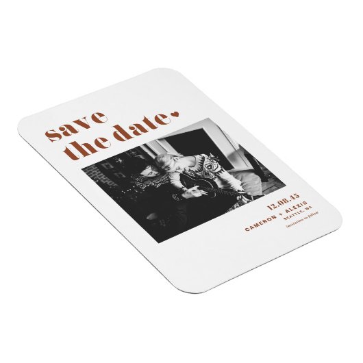 Terracotta Bold Typografie Foto Opslaan van de Dat Magneet (Rechterzijde)