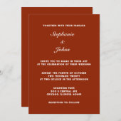 Terracotta Bold Warme Aarde Kleur Eenvoudige Bruil Kaart (Voorkant / Achterkant)