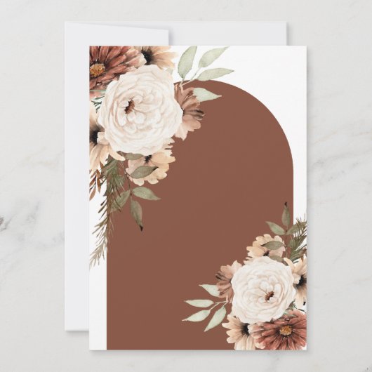 Terracotta boog bloemige pompoen Boho Herfst in li Kaart (Achterkant)