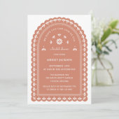 Terracotta Boog Bruidsfeest Uitnodiging (Staand voorkant)