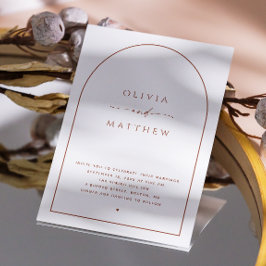 Terracotta boog. Elegante minimalistische bruiloft Kaart