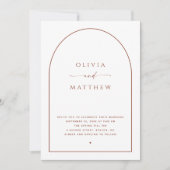 Terracotta boog. Elegante minimalistische bruiloft Kaart (Voorkant)