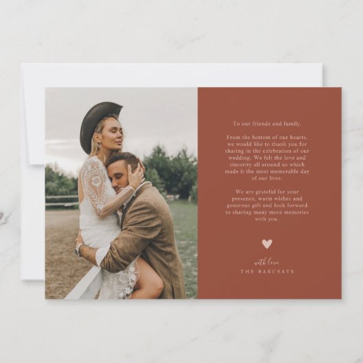 Terracotta Boog Huwelijk Dank u Bedankkaart (Achterkant)