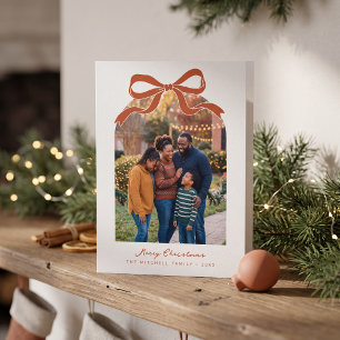 Terracotta Boog Ontwerp Prettig Kerstmis Familie F Feestdagen Kaart