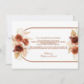 Terracotta boog pampas gras bloemenbruiloft bedankkaart (Achterkant)