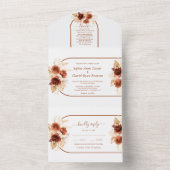 Terracotta Boog Pampas Gras Bloemige Trouw  All In One Uitnodiging (Binnen)
