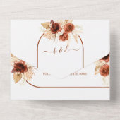 Terracotta Boog Pampas Gras Bloemige Trouw  All In One Uitnodiging (Achterkant)