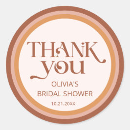 Terracotta Boog Typografie Bruiloft Dank Je Ronde Sticker