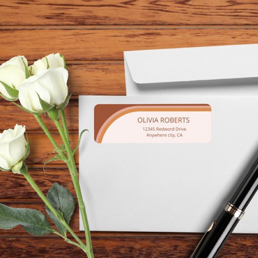 Terracotta Boog Typografie Retouradreslabel Etiket