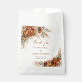 Terracotta bordeaux eucalyptus en pampasgras bedankzakje (Voorkant)