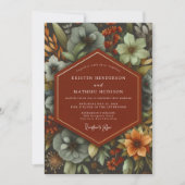 Terracotta Botanical Autumn Wedding Kaart (Voorkant)