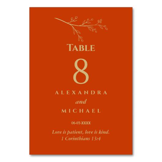 Terracotta Botanical Christian Wedding    Kaart (Achterkant)