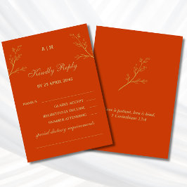 Terracotta Botanical Christian Wedding RSVP Card Kaartje