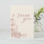 Terracotta Botanical Daisy Garden Wedding Bedankkaart (Staand voorkant)