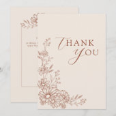 Terracotta Botanical Daisy Garden Wedding Bedankkaart (Voorkant / Achterkant)