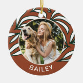 Terracotta Botanical Dog Foto en naam Kerstmis Keramisch Ornament (Voorkant)