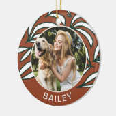 Terracotta Botanical Dog Foto en naam Kerstmis Keramisch Ornament (Links)