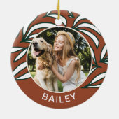 Terracotta Botanical Dog Foto en naam Kerstmis Keramisch Ornament (Achterkant)